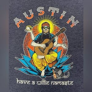 Austin x Willie Nelson “Have a Willie Namaste” Gray Tee Men’s Large